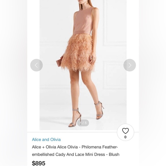 Alice + Olivia Philomena Lace High Neck Mini Dress Pink Feather Skirt Women's - Picture 4 of 14
